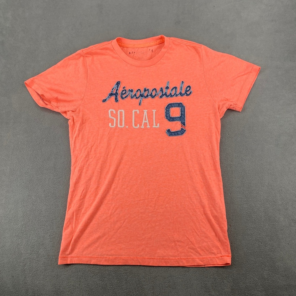 Aeropostale Mens So Cal 9 Graphic T-Shirt Orange Heather Short Sleeve Size M